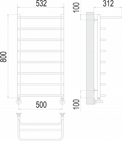 Полка П8 500х800  Полотенцесушитель  TERMINUS Сызрань - фото 3