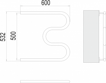 М-обр AISI 32х2 500х600 Полотенцесушитель  TERMINUS Сызрань - фото 3