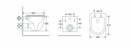 Подвесной унитаз безободковый Terminus Енисей Монолит 560х390 белый Сызрань - фото 8