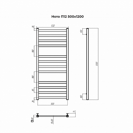 Ното П12 500х1200 Полотенцесушитель TERMINUS Сызрань - фото 3