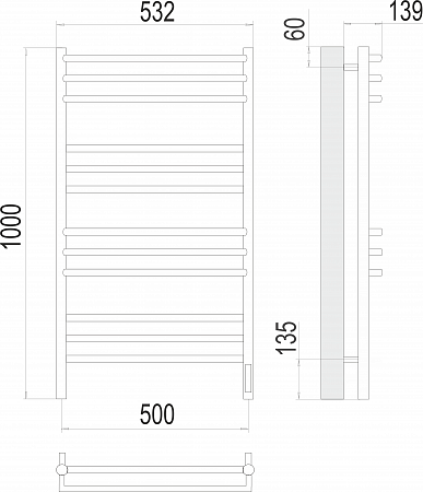 Прато П12 500х1000 электро (sensor quick touch) Полотенцесушитель  TERMINUS Сызрань - фото 3