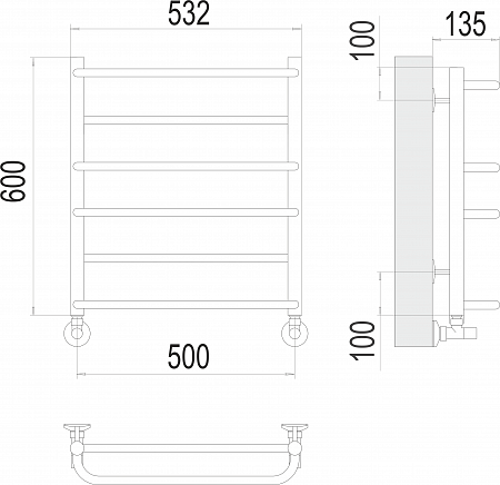 Евромикс П6 500х600 Полотенцесушитель  TERMINUS Сызрань - фото 3