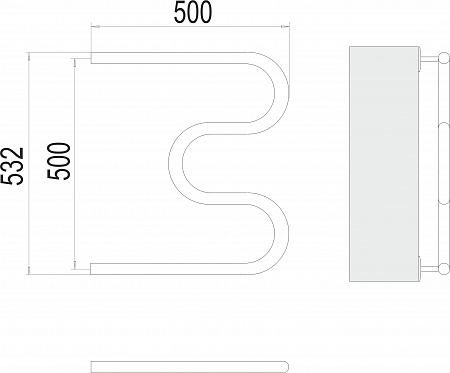 М-обр AISI 32х2 500х500 Полотенцесушитель  TERMINUS Сызрань - фото 3