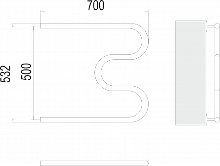 М-обр AISI 32х2 500х700 Полотенцесушитель  TERMINUS Сызрань - фото 3