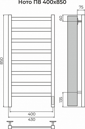 Ното П8 400х850 Электро (quick touch) Полотенцесушитель TERMINUS Сызрань - фото 3