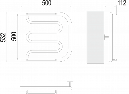 Фокстрот БШ 500х500 Полотенцесушитель  TERMINUS Сызрань - фото 3