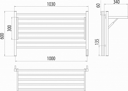 Горизонт П8 1000х600 электро КС ЧЕРНЫЙ МУАР (sensor quick touch) Полотенцесушитель TERMINUS Сызрань - фото 5